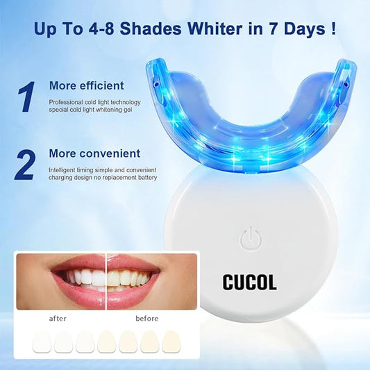 Kit de blanchiment des dents avec bandes de stylo gel, lumière LED 32X avec peroxyde de carbamide d’hydrogène pour dents sensibles
